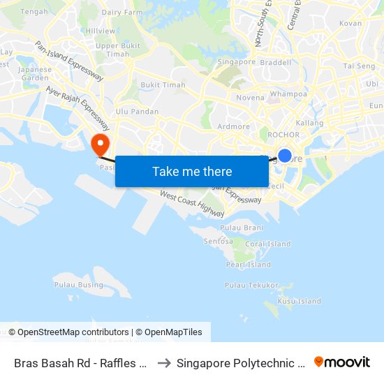 Bras Basah Rd - Raffles Hotel (02049) to Singapore Polytechnic (Poly Marina) map