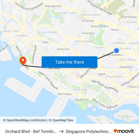 Orchard Blvd - Bef Tomlinson Rd (09121) to Singapore Polytechnic (Poly Marina) map