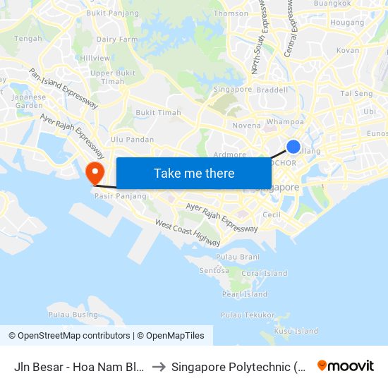 Jln Besar - Hoa Nam Bldg (07329) to Singapore Polytechnic (Poly Marina) map