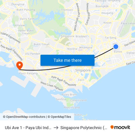 Ubi Ave 1 - Paya Ubi Ind Pk (71201) to Singapore Polytechnic (Poly Marina) map