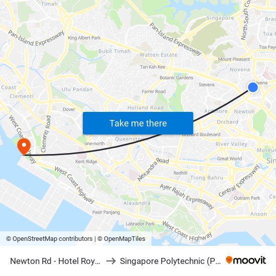 Newton Rd - Hotel Royal (50069) to Singapore Polytechnic (Poly Marina) map