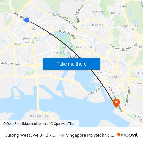 Jurong West Ave 3 - Blk 273b (27459) to Singapore Polytechnic (Poly Marina) map