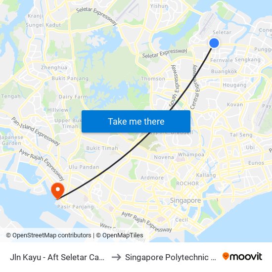 Jln Kayu - Aft Seletar Camp G (68119) to Singapore Polytechnic (Poly Marina) map
