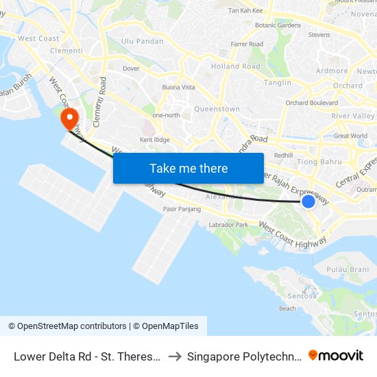 Lower Delta Rd - St. Theresa's Convent (14031) to Singapore Polytechnic (Poly Marina) map