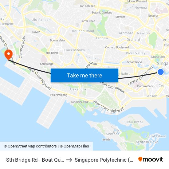 Sth Bridge Rd - Boat Quay (05029) to Singapore Polytechnic (Poly Marina) map