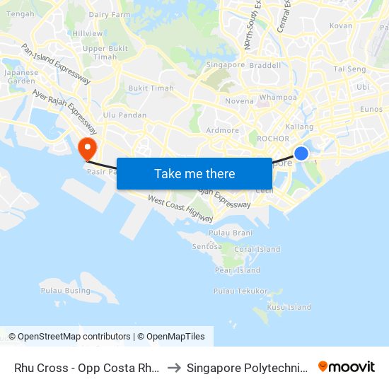 Rhu Cross - Opp Costa Rhu Condo (90079) to Singapore Polytechnic (Poly Marina) map