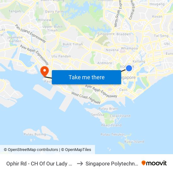 Ophir Rd - CH Of Our Lady Of Lourdes (07589) to Singapore Polytechnic (Poly Marina) map