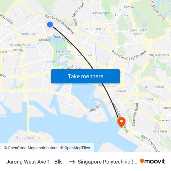 Jurong West Ave 1 - Blk 463 (28511) to Singapore Polytechnic (Poly Marina) map