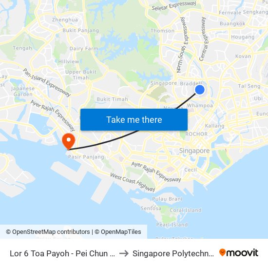 Lor 6 Toa Payoh - Pei Chun Public Sch (52341) to Singapore Polytechnic (Poly Marina) map