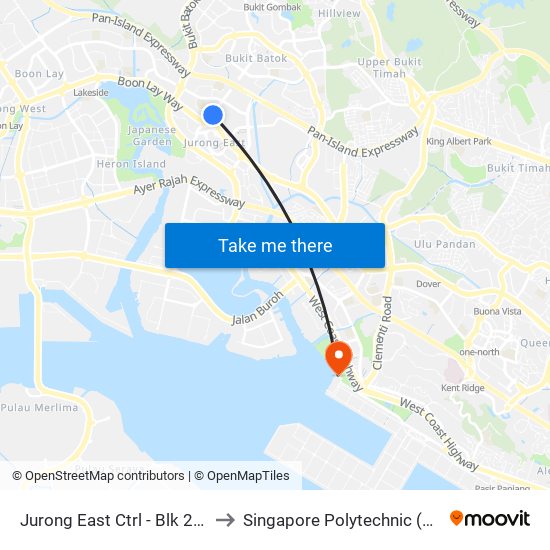 Jurong East Ctrl - Blk 207 (28319) to Singapore Polytechnic (Poly Marina) map