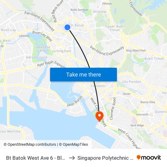 Bt Batok West Ave 6 - Blk 185 (43379) to Singapore Polytechnic (Poly Marina) map