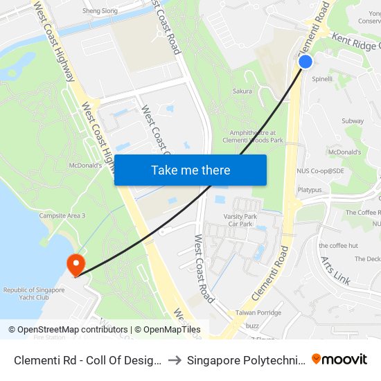 Clementi Rd - Coll Of Design & Engrg (16159) to Singapore Polytechnic (Poly Marina) map
