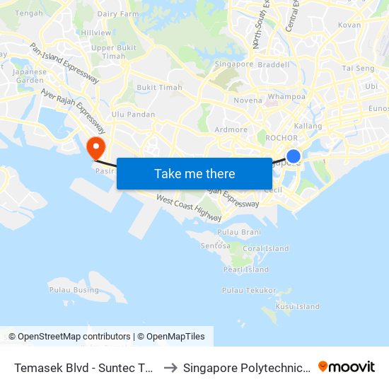 Temasek Blvd - Suntec Twr Two (02141) to Singapore Polytechnic (Poly Marina) map