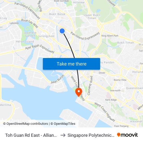 Toh Guan Rd East - Alliance Bldg (28671) to Singapore Polytechnic (Poly Marina) map