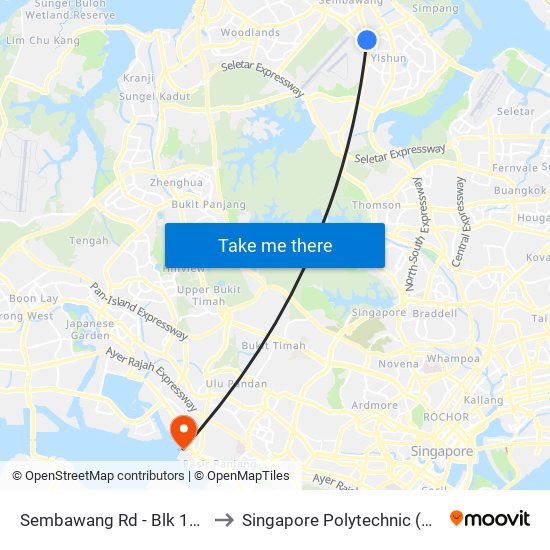 Sembawang Rd - Blk 114 (57129) to Singapore Polytechnic (Poly Marina) map