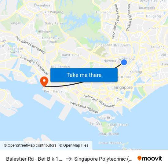 Balestier Rd - Bef Blk 104 (50221) to Singapore Polytechnic (Poly Marina) map