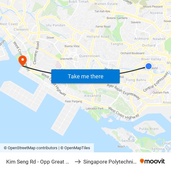 Kim Seng Rd - Opp Great World City (13119) to Singapore Polytechnic (Poly Marina) map