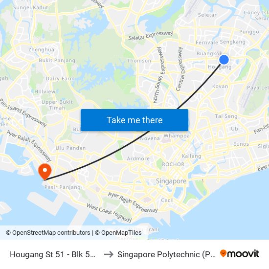 Hougang St 51 - Blk 568 (64431) to Singapore Polytechnic (Poly Marina) map