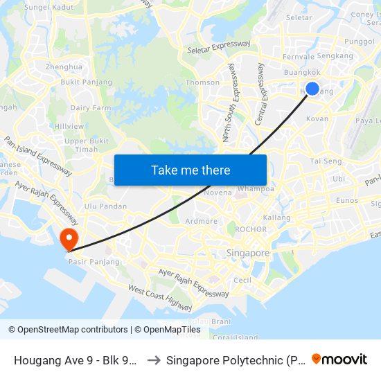 Hougang Ave 9 - Blk 917 (64471) to Singapore Polytechnic (Poly Marina) map