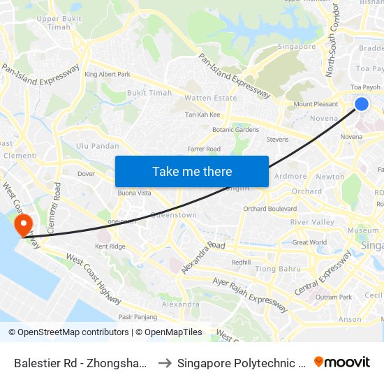 Balestier Rd - Zhongshan Mall (50171) to Singapore Polytechnic (Poly Marina) map
