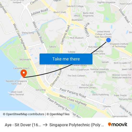 Aye - Sit Dover (16099) to Singapore Polytechnic (Poly Marina) map