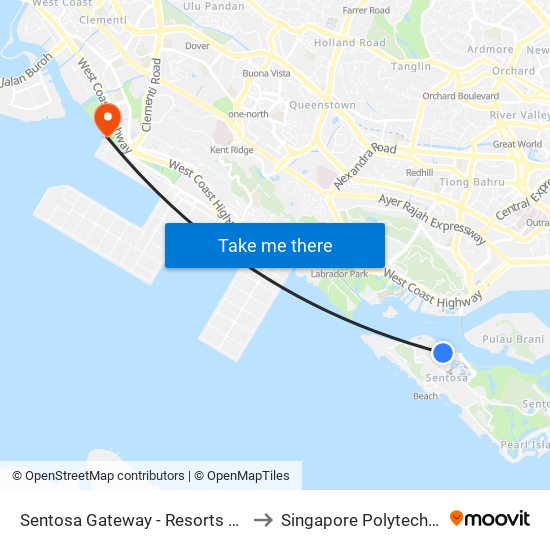 Sentosa Gateway - Resorts World Sentosa (14519) to Singapore Polytechnic (Poly Marina) map