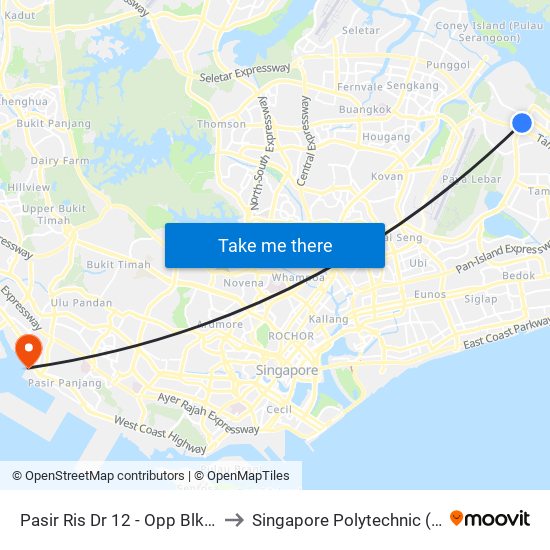Pasir Ris Dr 12 - Opp Blk 756 (77339) to Singapore Polytechnic (Poly Marina) map