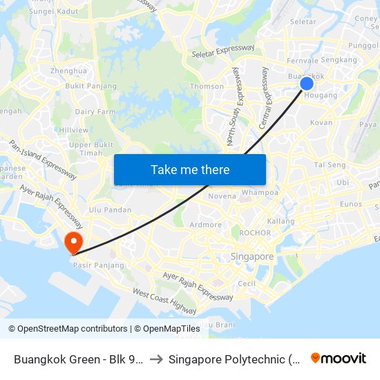 Buangkok Green - Blk 969 (66489) to Singapore Polytechnic (Poly Marina) map