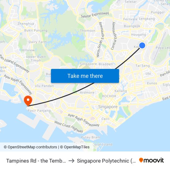 Tampines Rd - the Tembusu (63131) to Singapore Polytechnic (Poly Marina) map