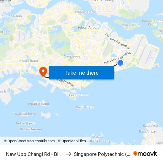 New Upp Changi Rd - Blk 55 (84069) to Singapore Polytechnic (Poly Marina) map