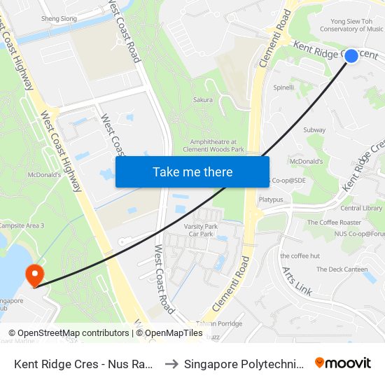 Kent Ridge Cres - Nus Raffles Hall (16169) to Singapore Polytechnic (Poly Marina) map