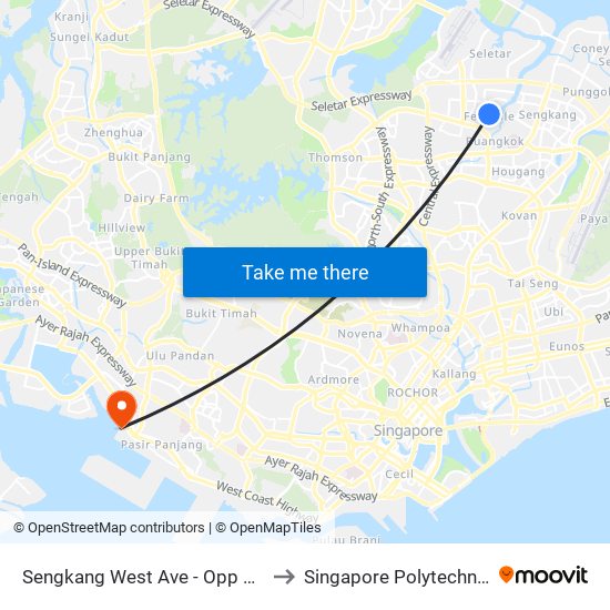 Sengkang West Ave - Opp Fernvale Stn (67489) to Singapore Polytechnic (Poly Marina) map