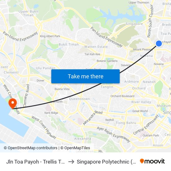 Jln Toa Payoh - Trellis Twrs (52071) to Singapore Polytechnic (Poly Marina) map