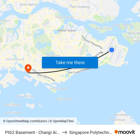 Ptb2 Basement - Changi Airport Ter 2 (95129) to Singapore Polytechnic (Poly Marina) map