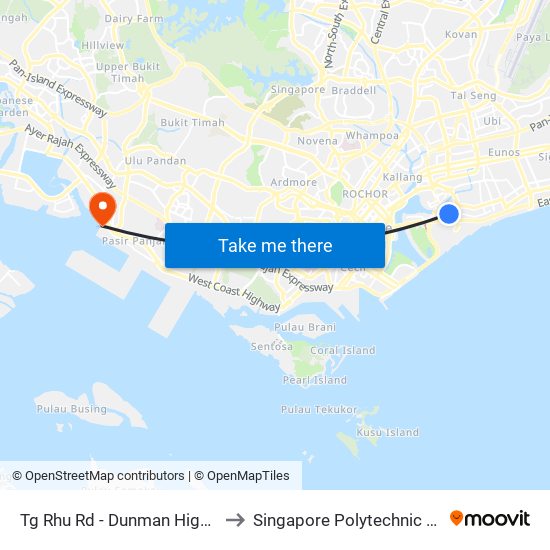 Tg Rhu Rd - Dunman High Sch (90061) to Singapore Polytechnic (Poly Marina) map