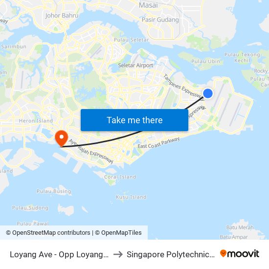 Loyang Ave - Opp Loyang Valley (98041) to Singapore Polytechnic (Poly Marina) map