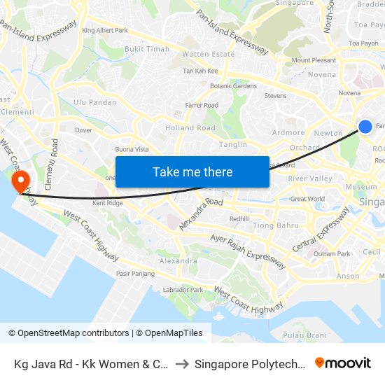 Kg Java Rd - Kk Women & Children Hosp (40101) to Singapore Polytechnic (Poly Marina) map