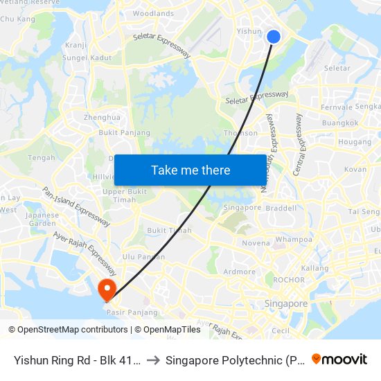 Yishun Ring Rd - Blk 413 (59419) to Singapore Polytechnic (Poly Marina) map