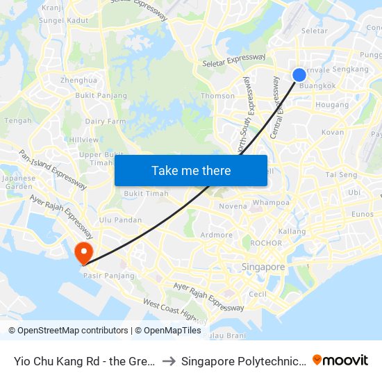 Yio Chu Kang Rd - the Greenwich (67049) to Singapore Polytechnic (Poly Marina) map