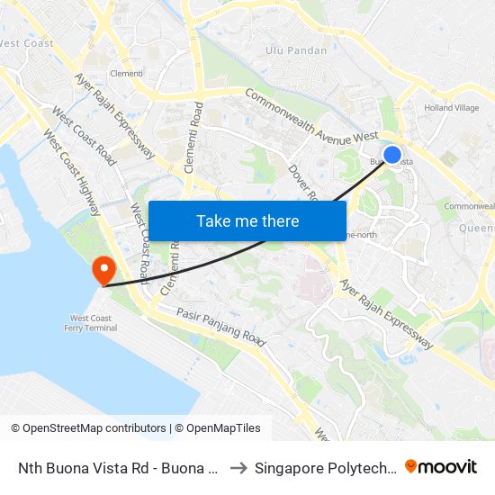 Nth Buona Vista Rd - Buona Vista Stn Exit C (11361) to Singapore Polytechnic (Poly Marina) map