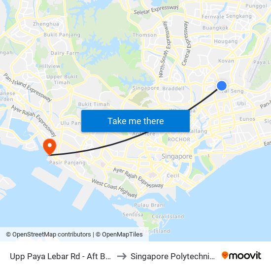 Upp Paya Lebar Rd - Aft Bartley Rd (62011) to Singapore Polytechnic (Poly Marina) map