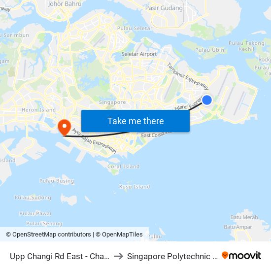 Upp Changi Rd East - Changi Ct (96059) to Singapore Polytechnic (Poly Marina) map