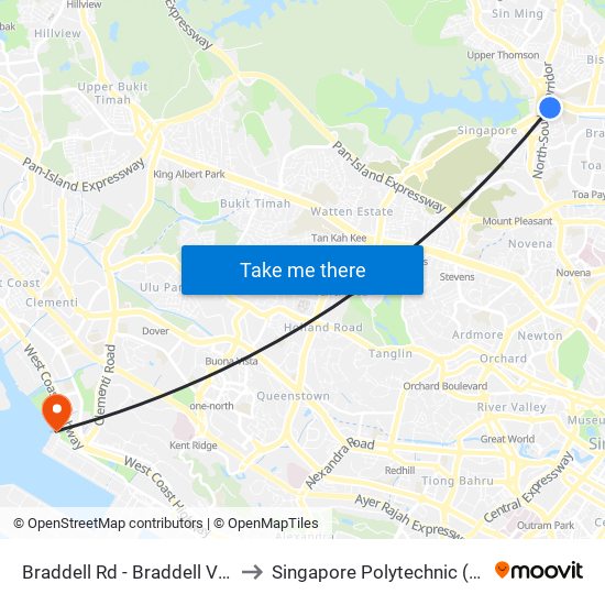 Braddell Rd - Braddell View (51139) to Singapore Polytechnic (Poly Marina) map