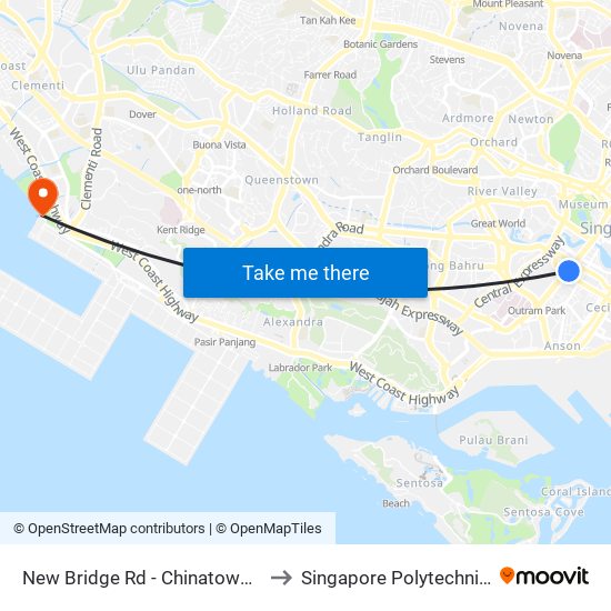 New Bridge Rd - Chinatown Stn Exit E (05049) to Singapore Polytechnic (Poly Marina) map