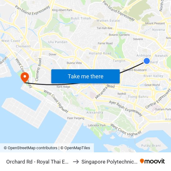 Orchard Rd - Royal Thai Embassy (09179) to Singapore Polytechnic (Poly Marina) map