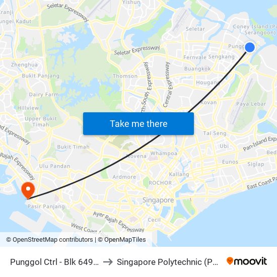 Punggol Ctrl - Blk 649 (65261) to Singapore Polytechnic (Poly Marina) map