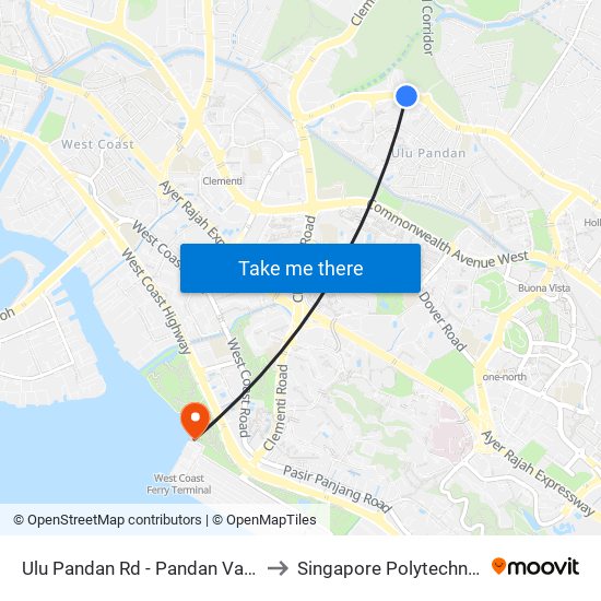 Ulu Pandan Rd - Pandan Valley Condo (12031) to Singapore Polytechnic (Poly Marina) map