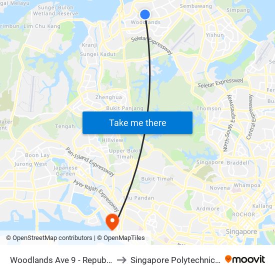 Woodlands Ave 9 - Republic Poly (46269) to Singapore Polytechnic (Poly Marina) map