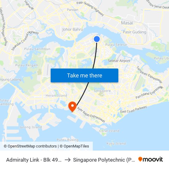 Admiralty Link - Blk 491 (58409) to Singapore Polytechnic (Poly Marina) map