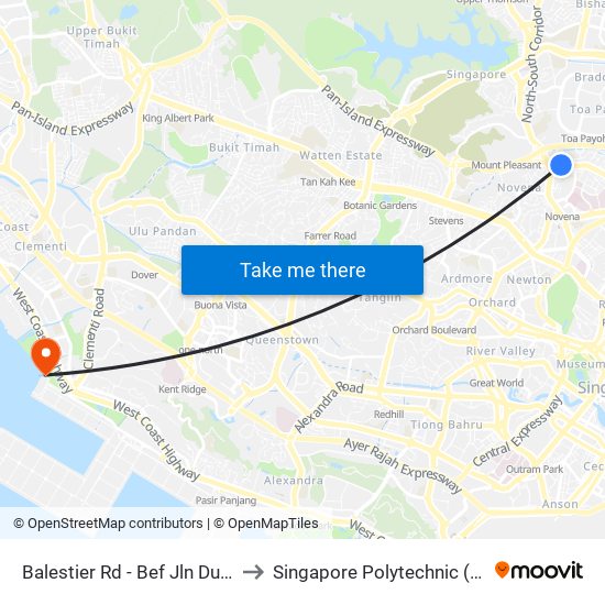 Balestier Rd - Bef Jln Dusun (50161) to Singapore Polytechnic (Poly Marina) map